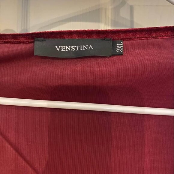 Elegant Velvet Wrap Dress - Burgundy - Picture 4 of 4